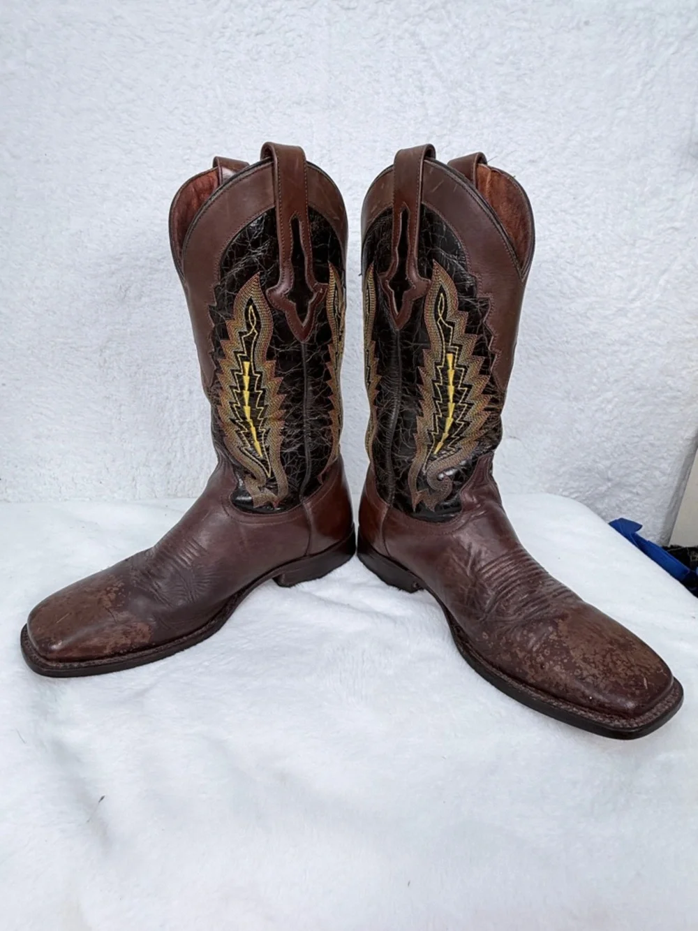 Rio Grande Cowboy Boots Brown Leather Western Roper Size 7.5 Western Cowboy